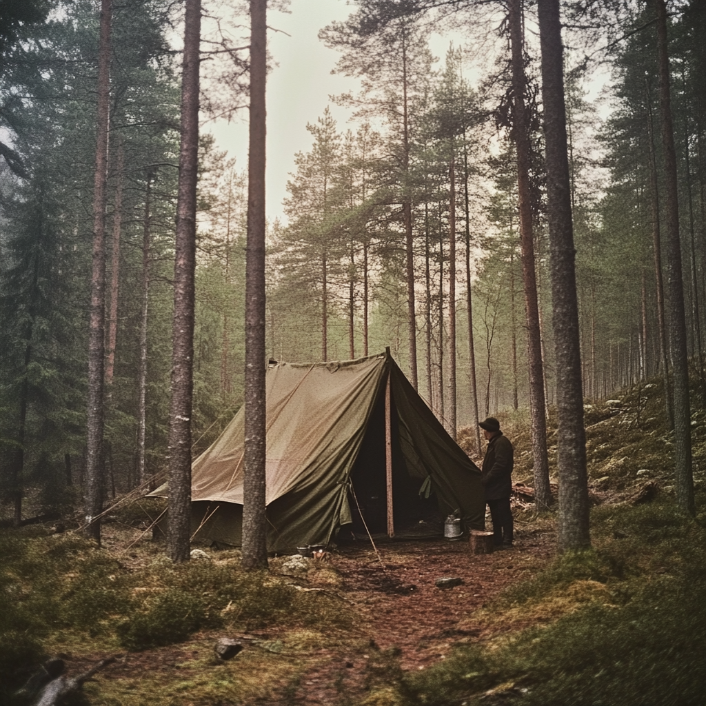 A tent in a forest | Source: No source