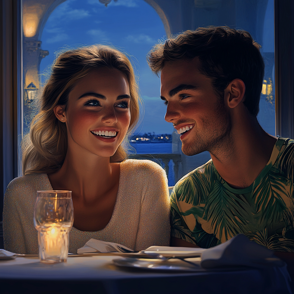 A man and a woman seated at a dining table | Source: No source