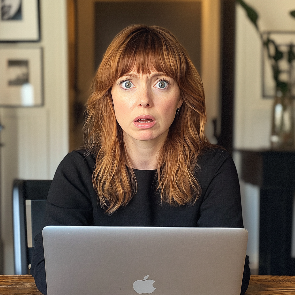 A shocked woman sitting with her laptop | Source: no source