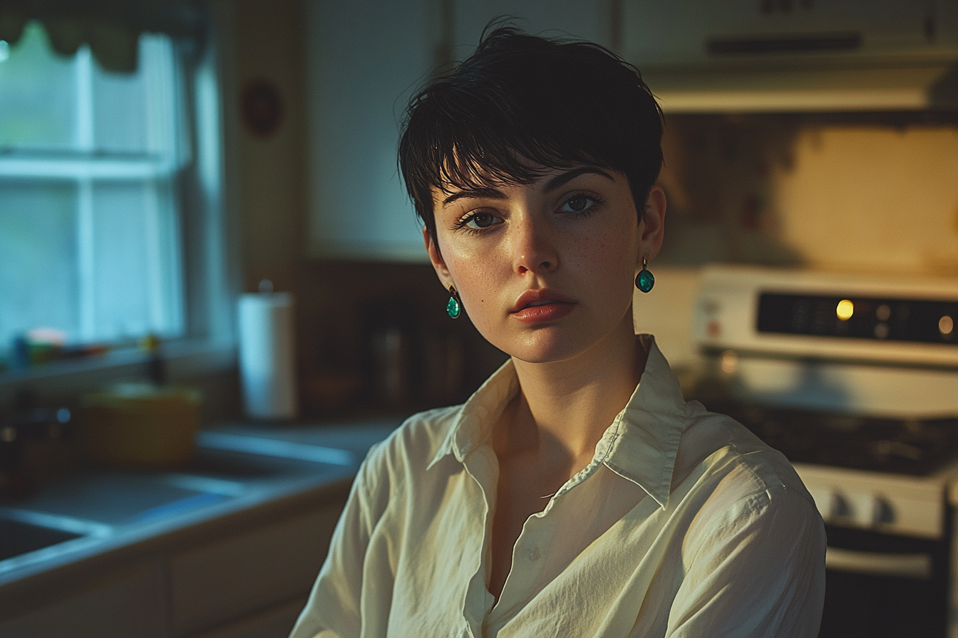 Woman in her 20s looking annoyed in a kitchen | Source: No source