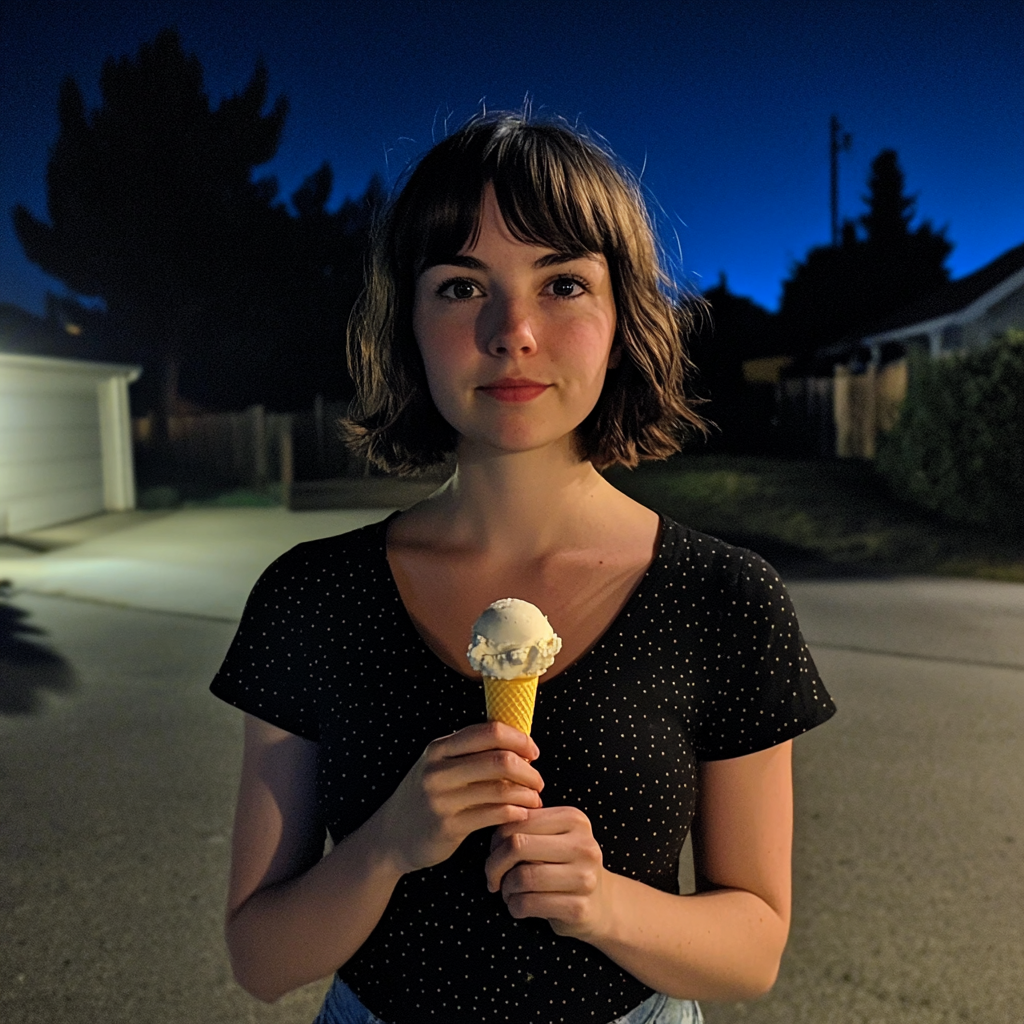 A woman eating an ice cream | Source: No source