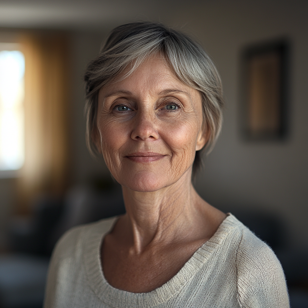 A mature woman standing in a room | Source: no source