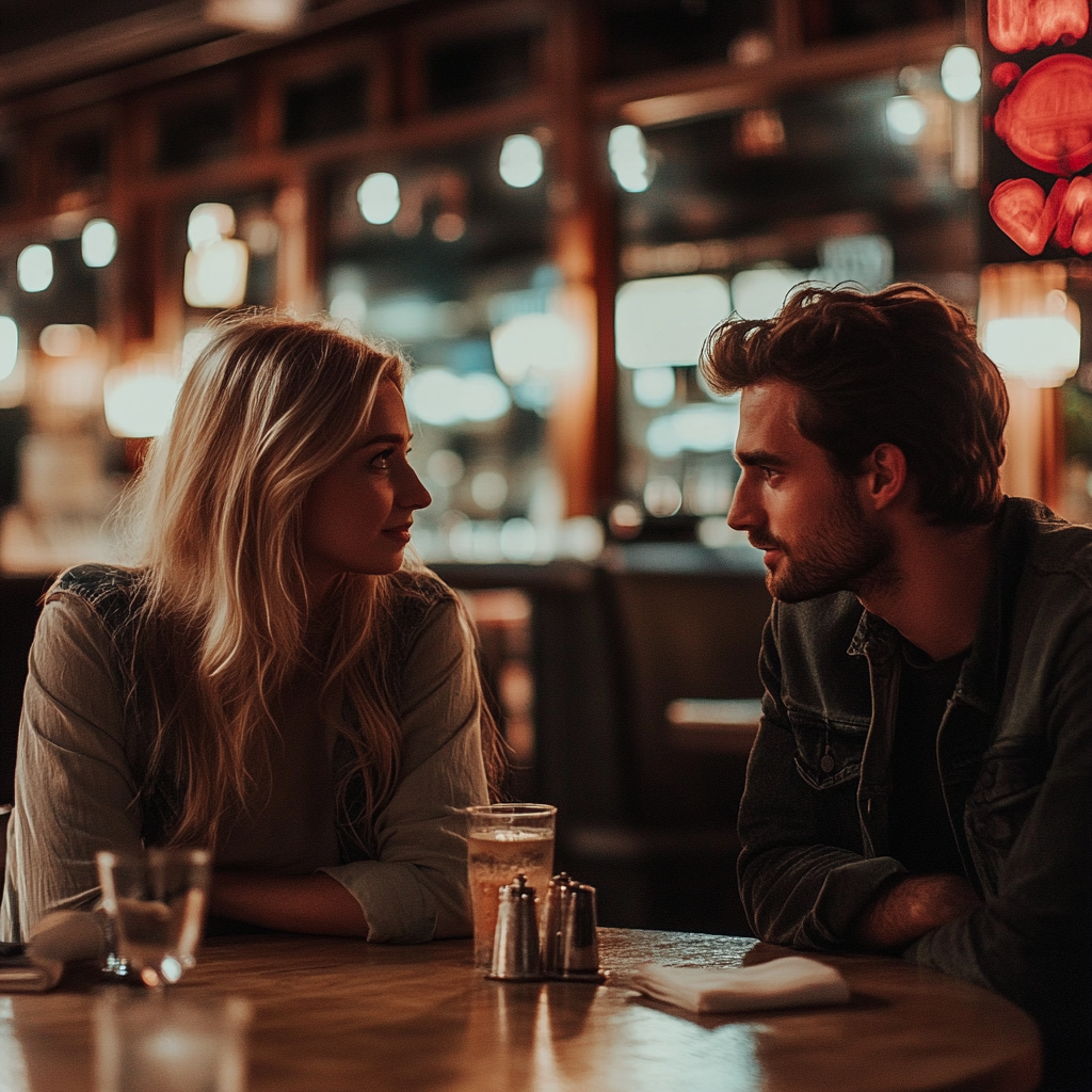 A man talking to his girlfriend in a restaurant | Source: no source