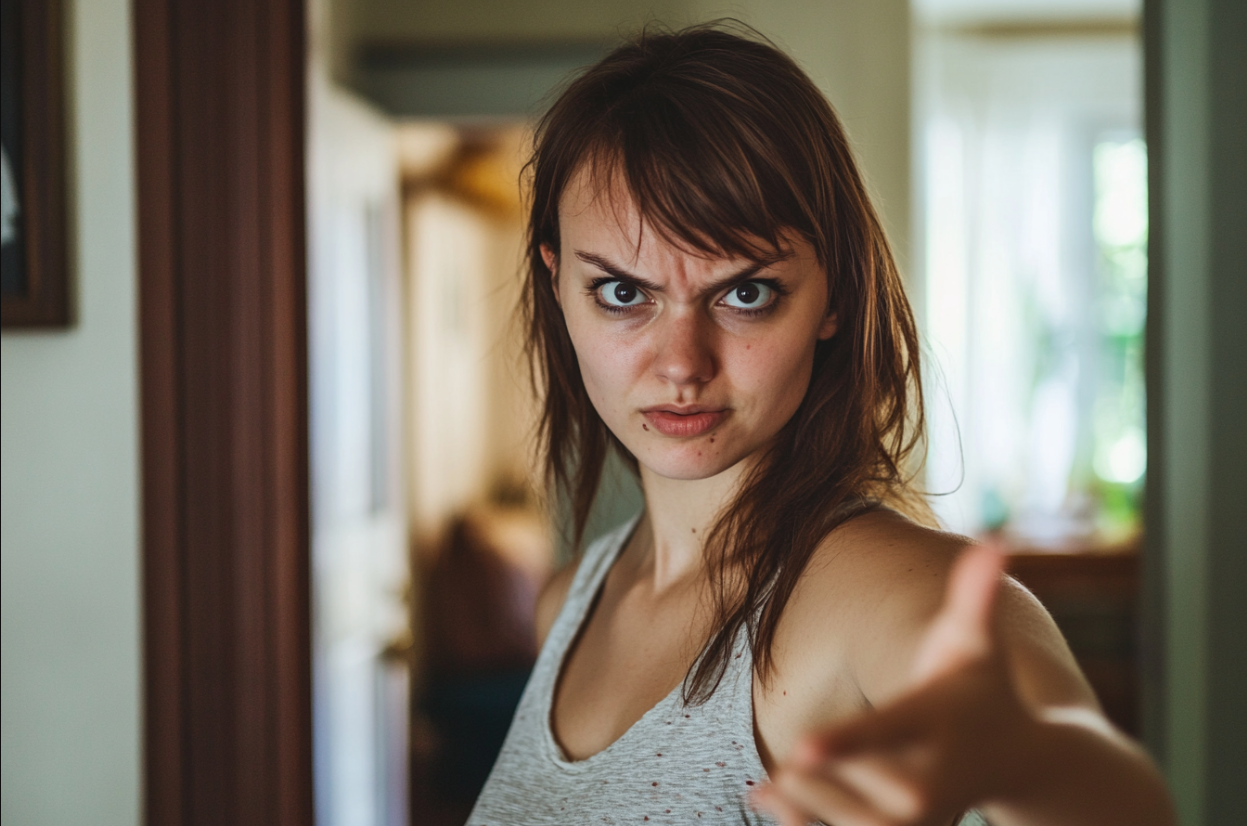 A woman pointing | Source: No source