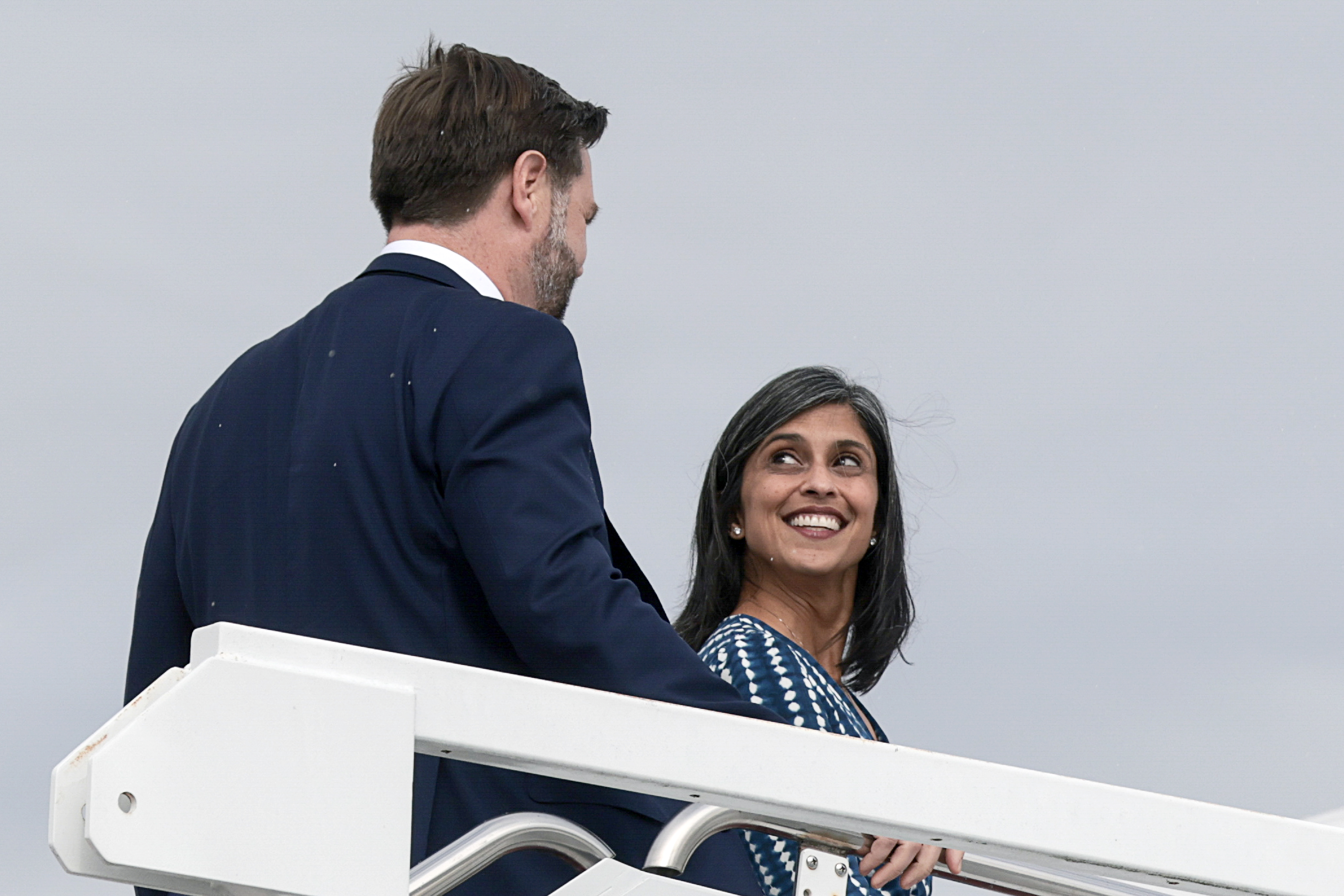 JD Vance and second lady Usha board Air Force Two at Joint Base Andrews, Maryland  on October 29, 2025. | Source: Getty Images