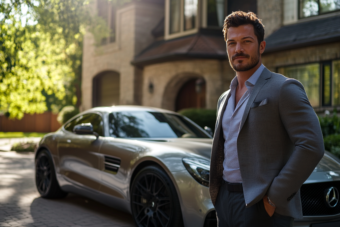 A haughty man standing near a luxury car | Source: No source