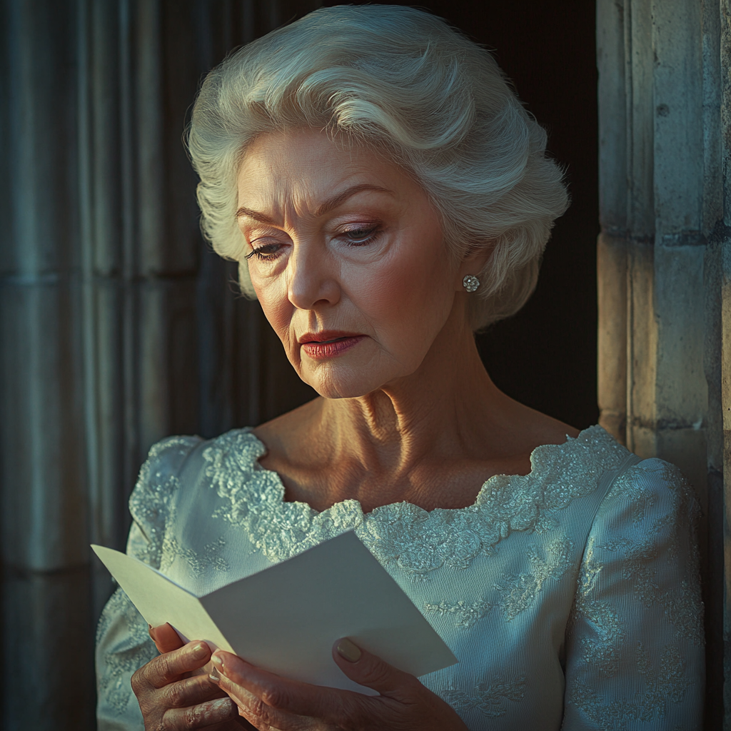 A sad older lady holding a letter | Source: No source