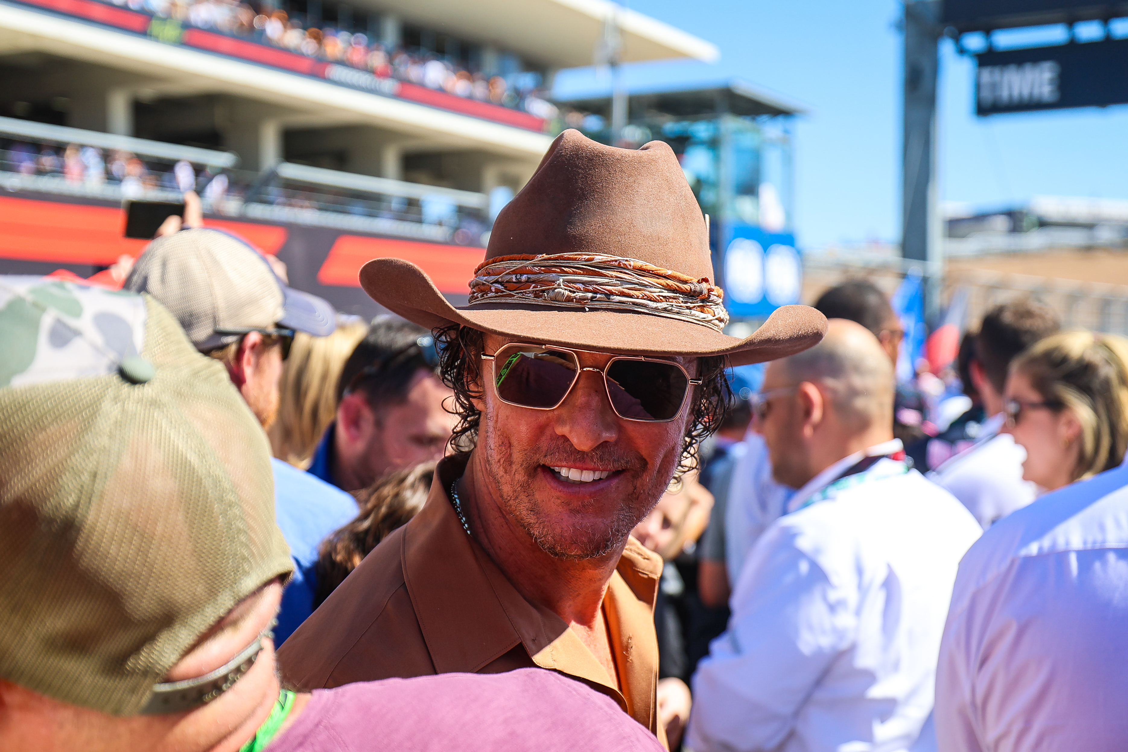 Matthew McConaughey on the grid during the F1 Grand Prix of United States on October 19, 2025, in Austin, Texas. | Source: Getty Images