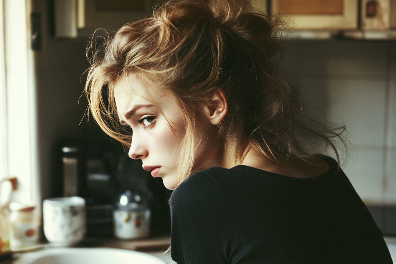 A woman glancing to one side | Source: no source
