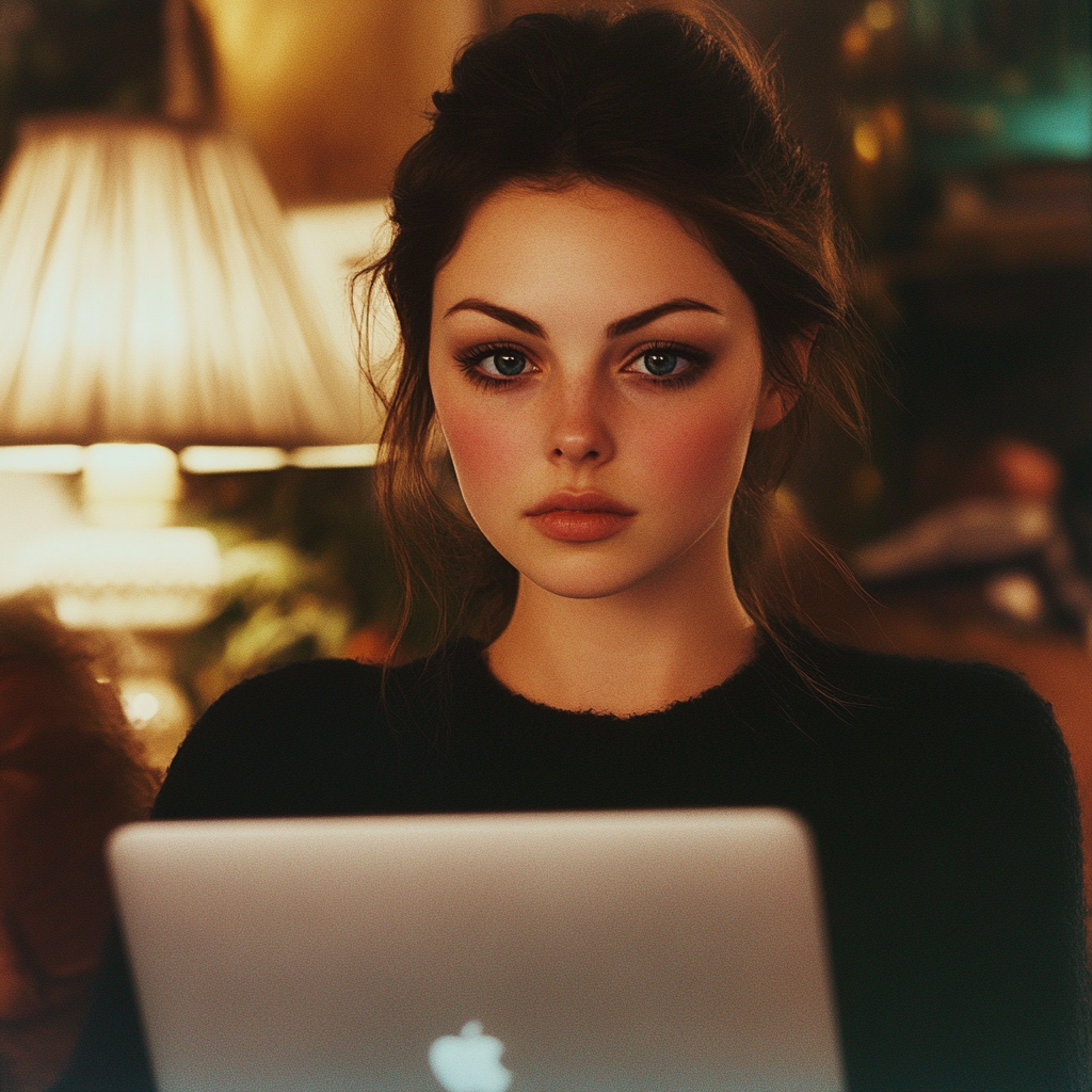 A woman using a laptop | Source: No source