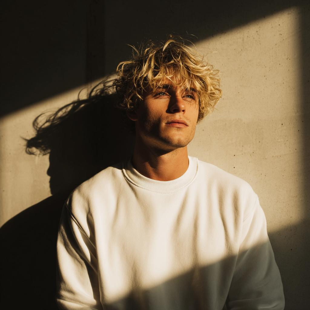 A pensive young man wearing a white sweater | Source: no source