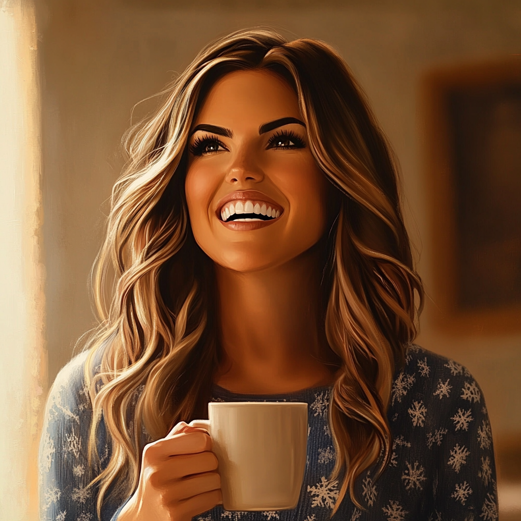 A cheerful woman holding a coffee cup | Source: No source