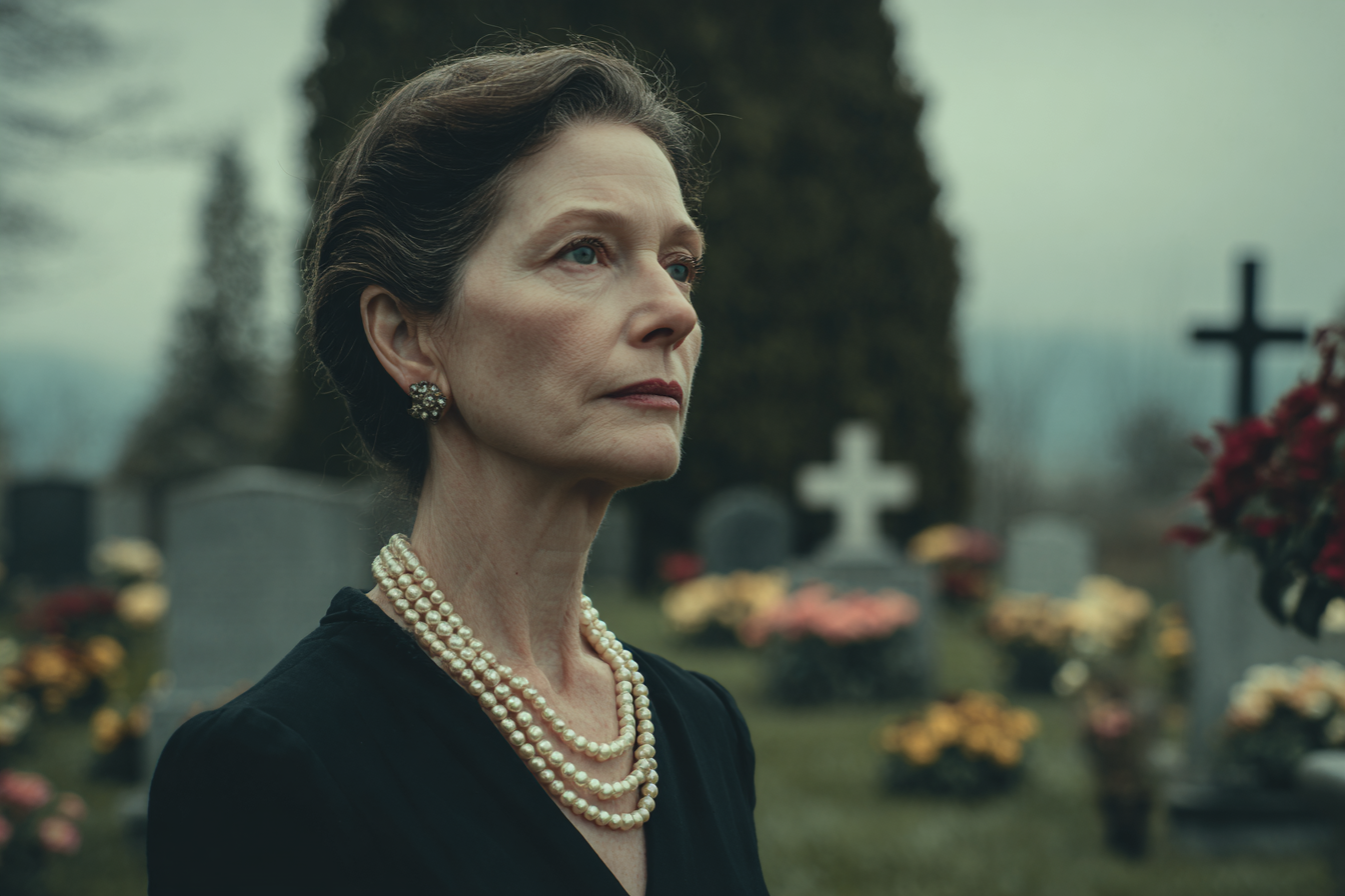 A woman standing in a cemetery | Source: no source