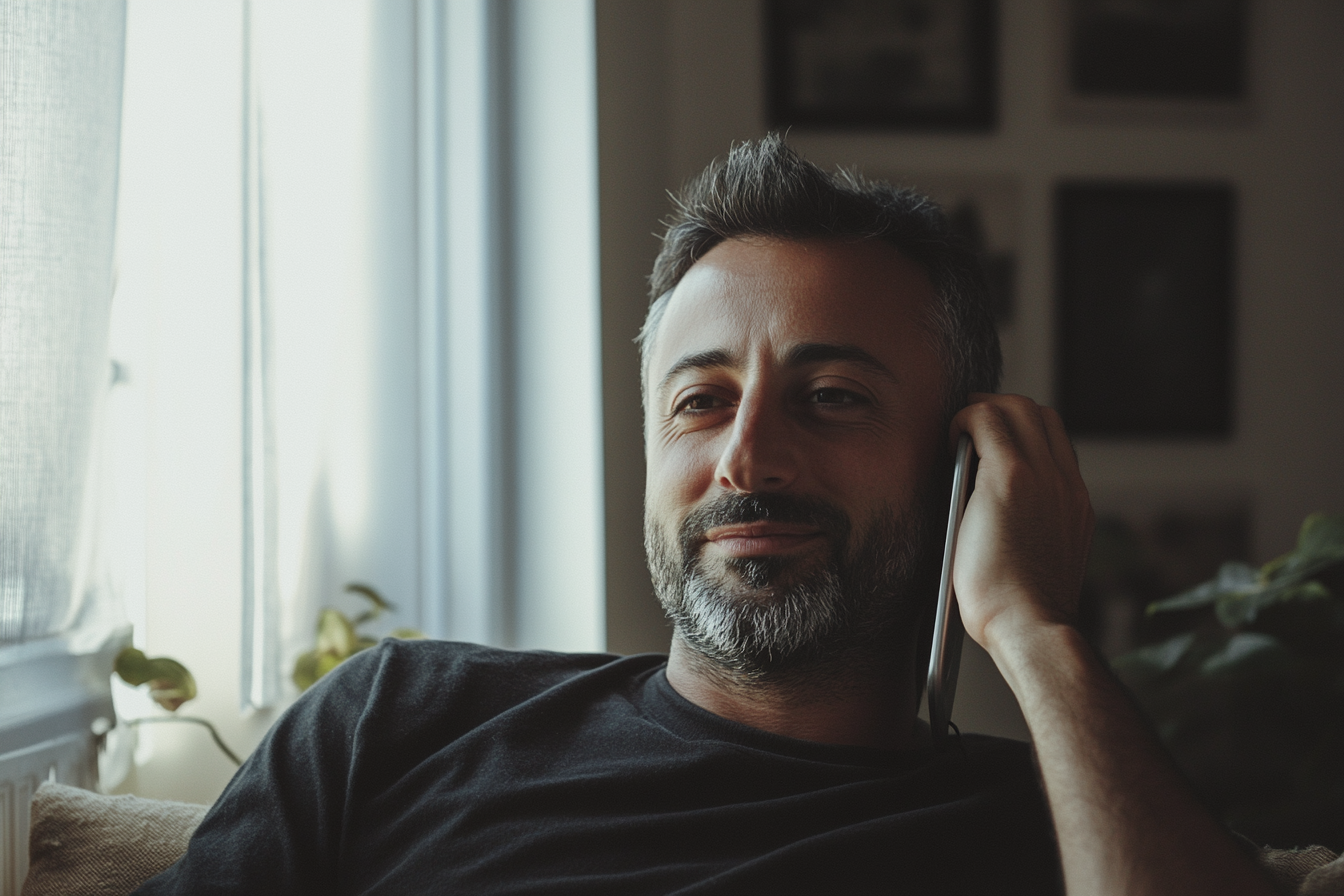A smiling man speaking on the phone | Source: No source