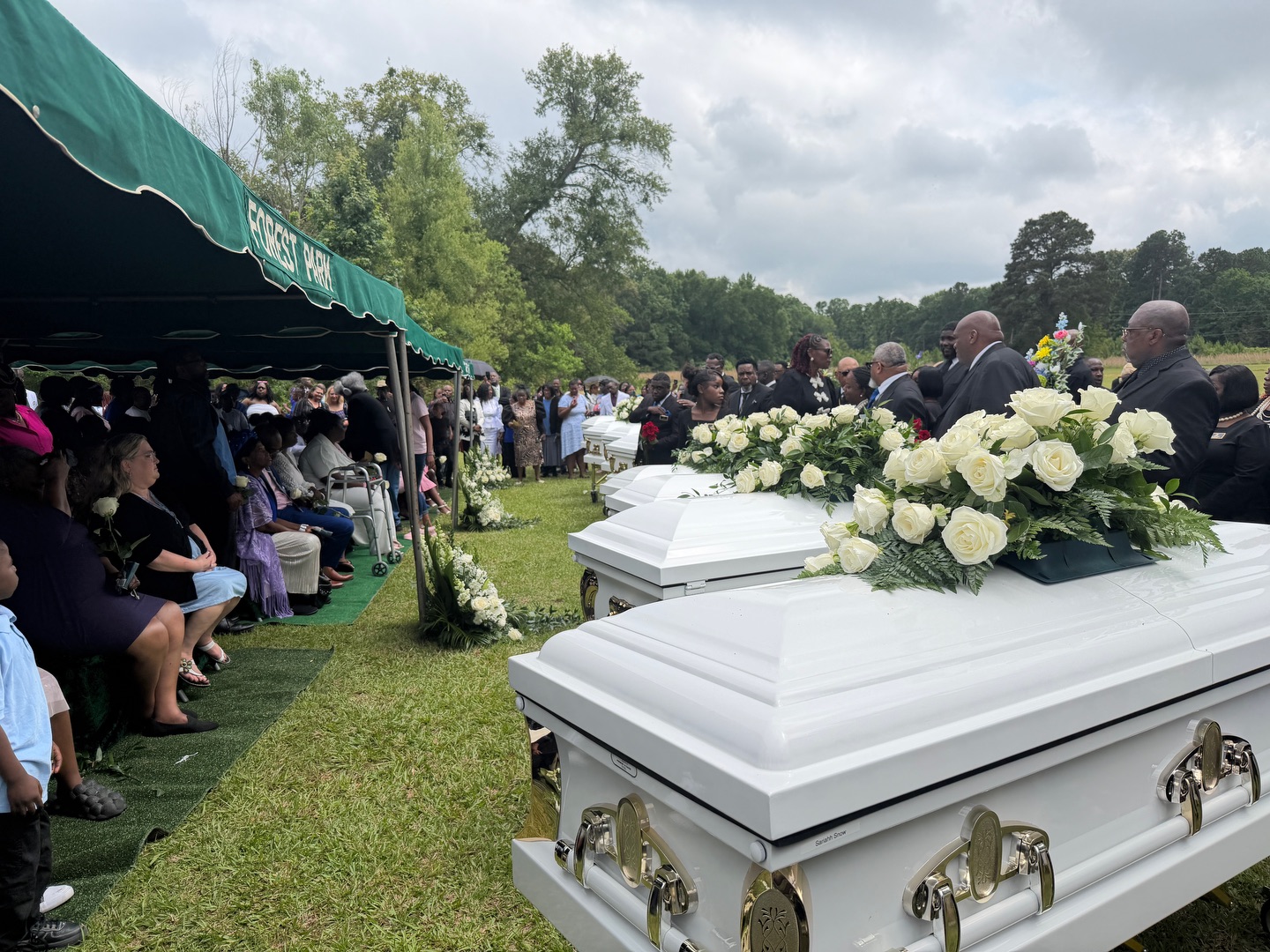 A photo from the burial services for the "Eternal 8," held on May 9, 2026 in Shreveport, Louisiana. | Source: Facebook/KSLA News 12