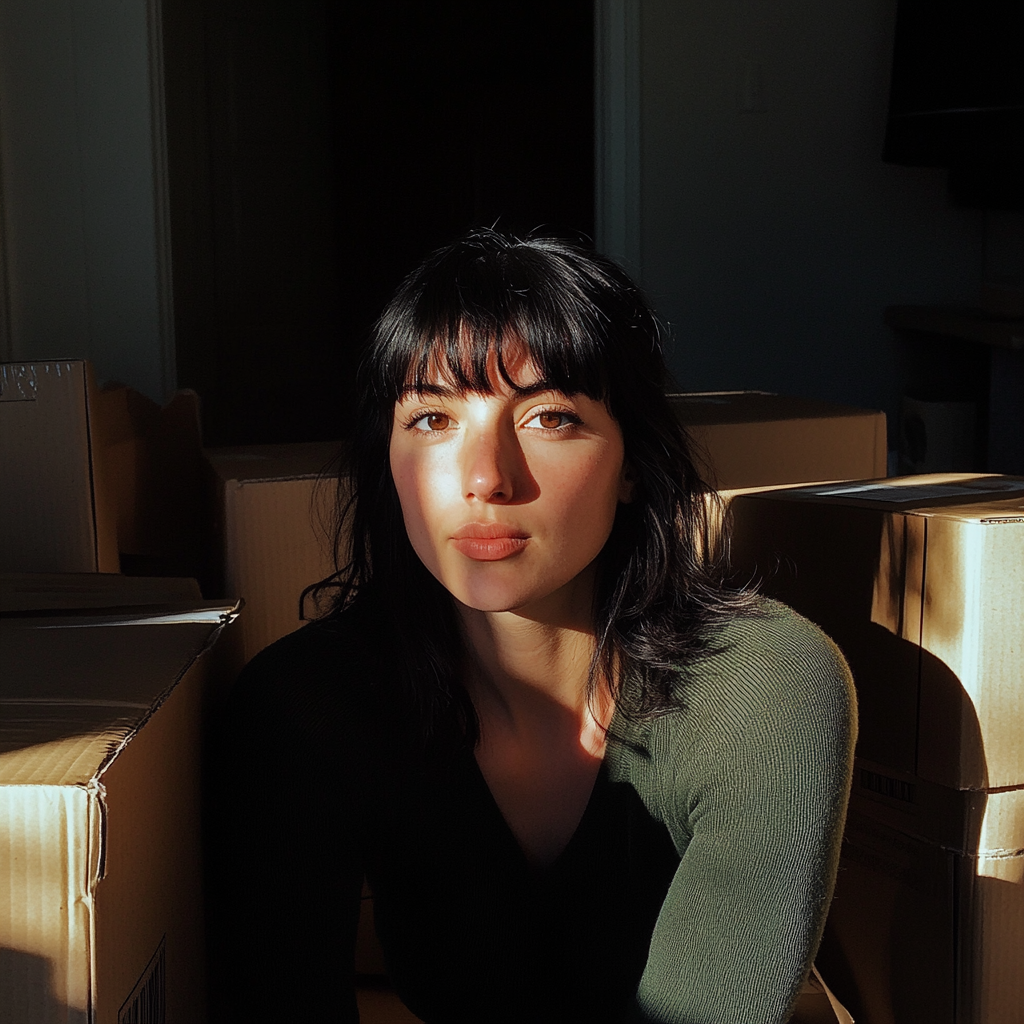 A woman surrounded by boxes | Source: No source