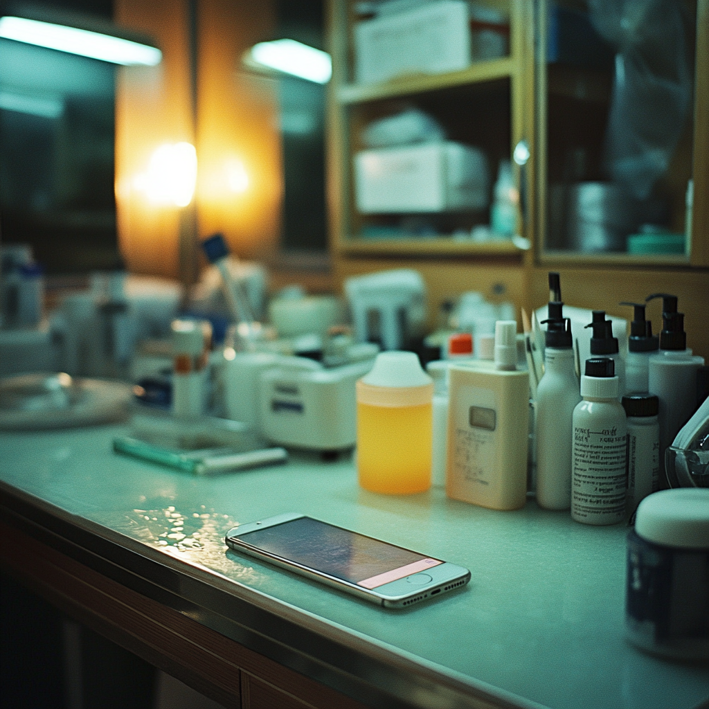 A phone on a manicurist's table | Source: no source
