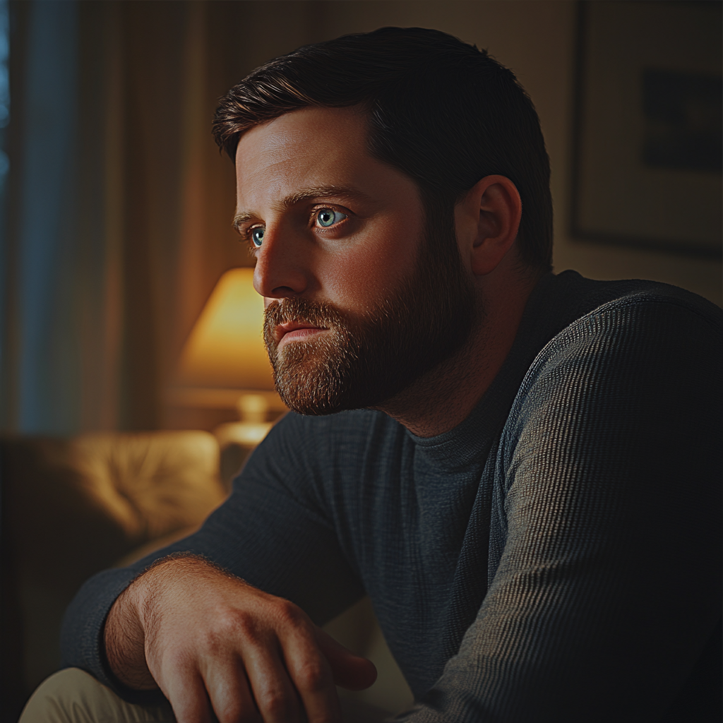 An anxious man sitting on the couch | Source: No source