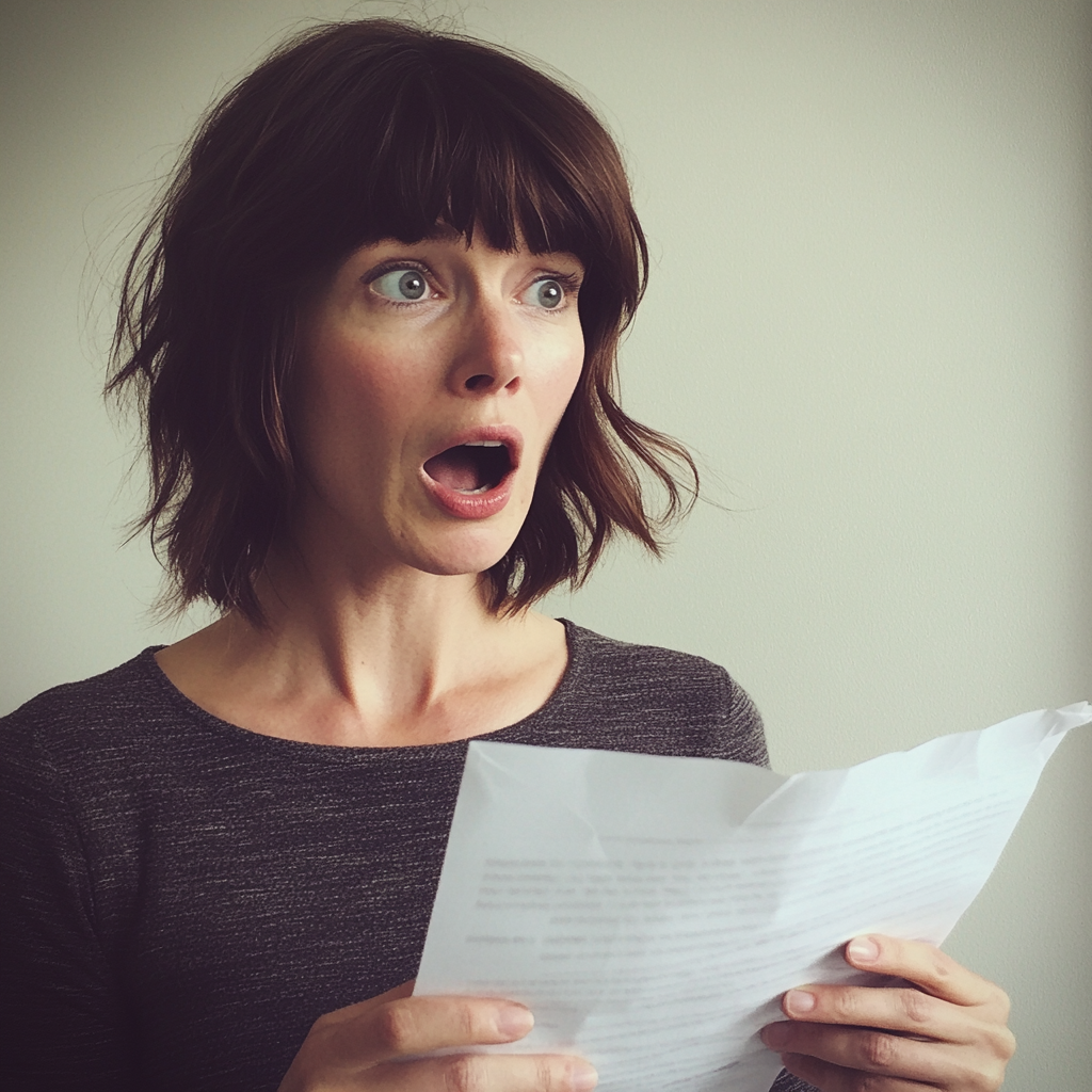 A woman reading from a piece of paper | Source: No source
