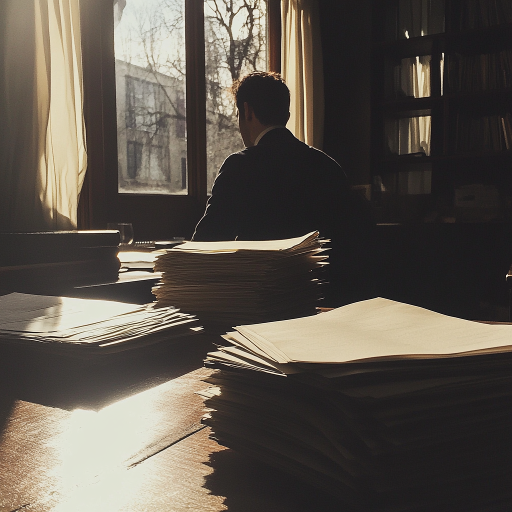 A private investigator sitting at a desk | Source: No source