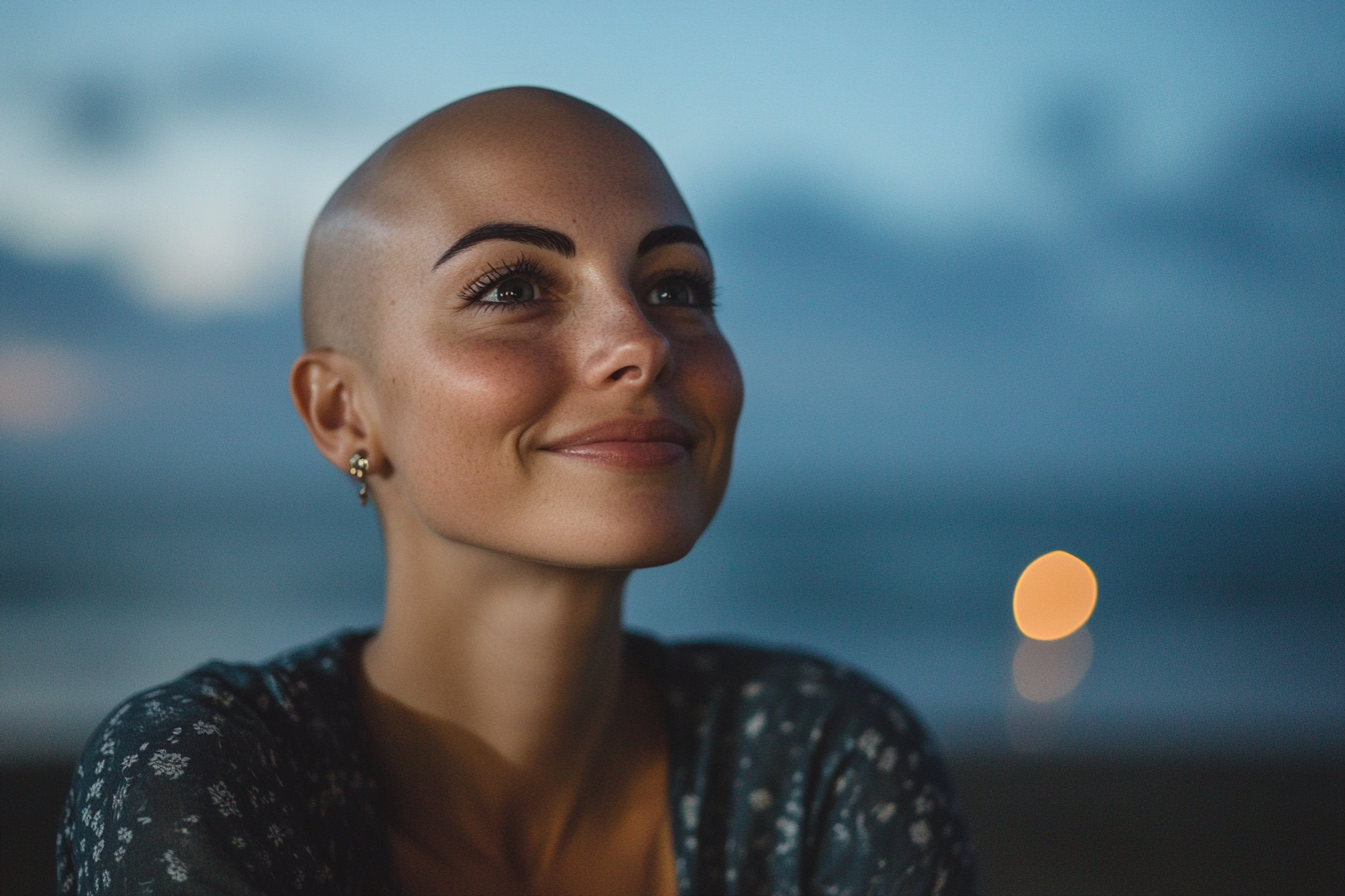 A bald woman smiling confidently | Source: No source