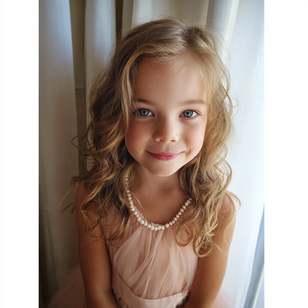 A smiling little flower girl | Source: no source
