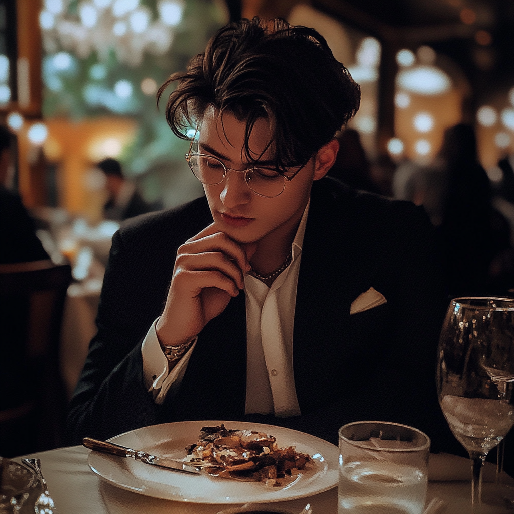 An arrogant young man at a dinner table | Source: No source