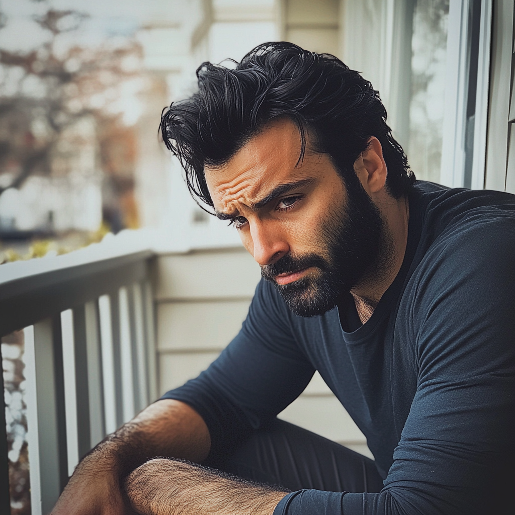 A man sitting on a porch | Source: no source