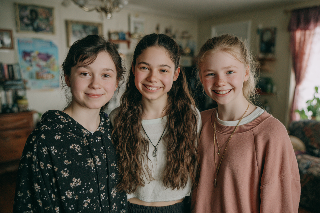 Three girls standing together | Source: No source