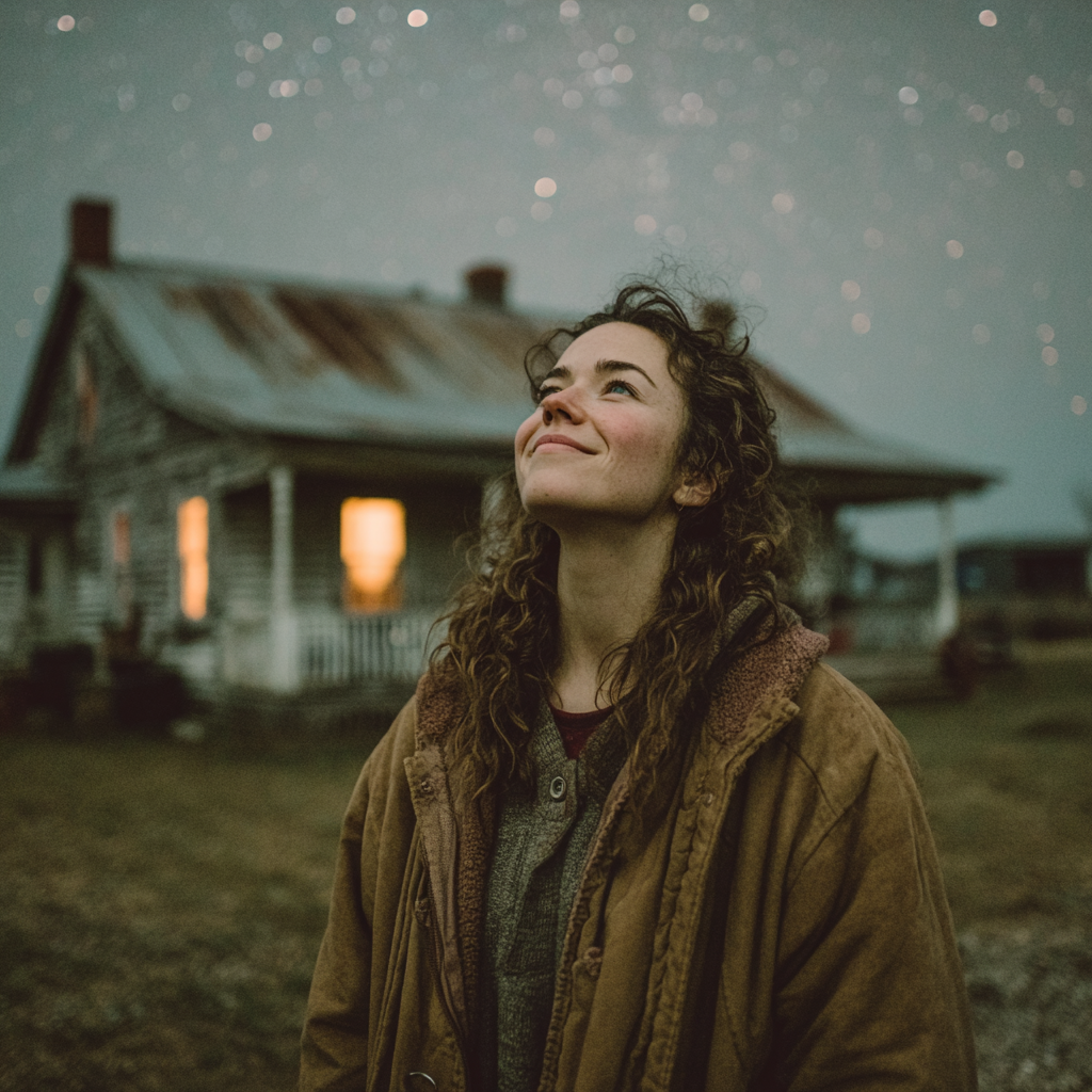 A happy woman looking up at the stars | Source: no source