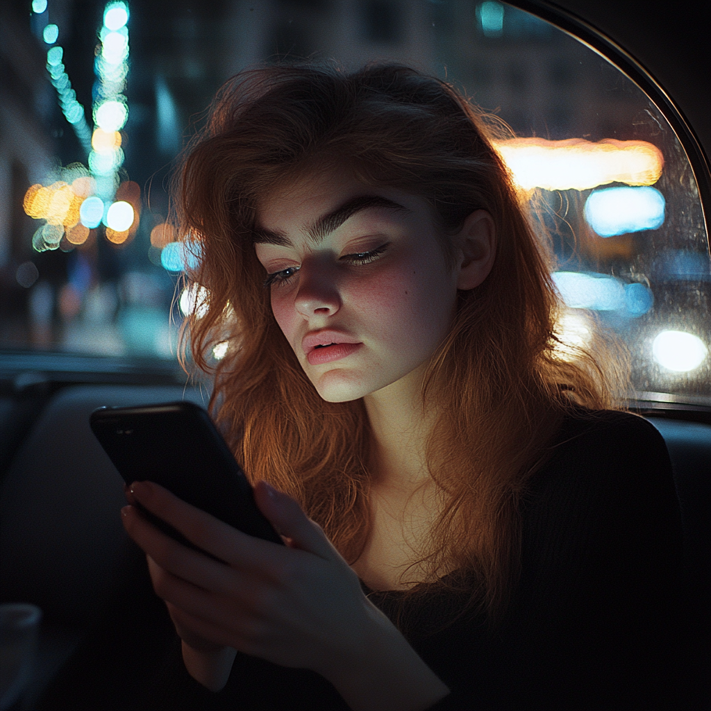 A woman using her phone | Source: No source
