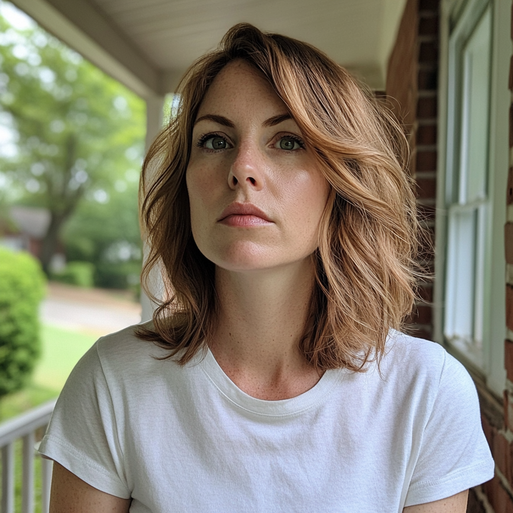 A woman standing on a porch | Source: No source
