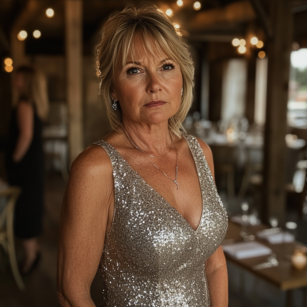 An upset woman standing in a wedding venue | Source: No source