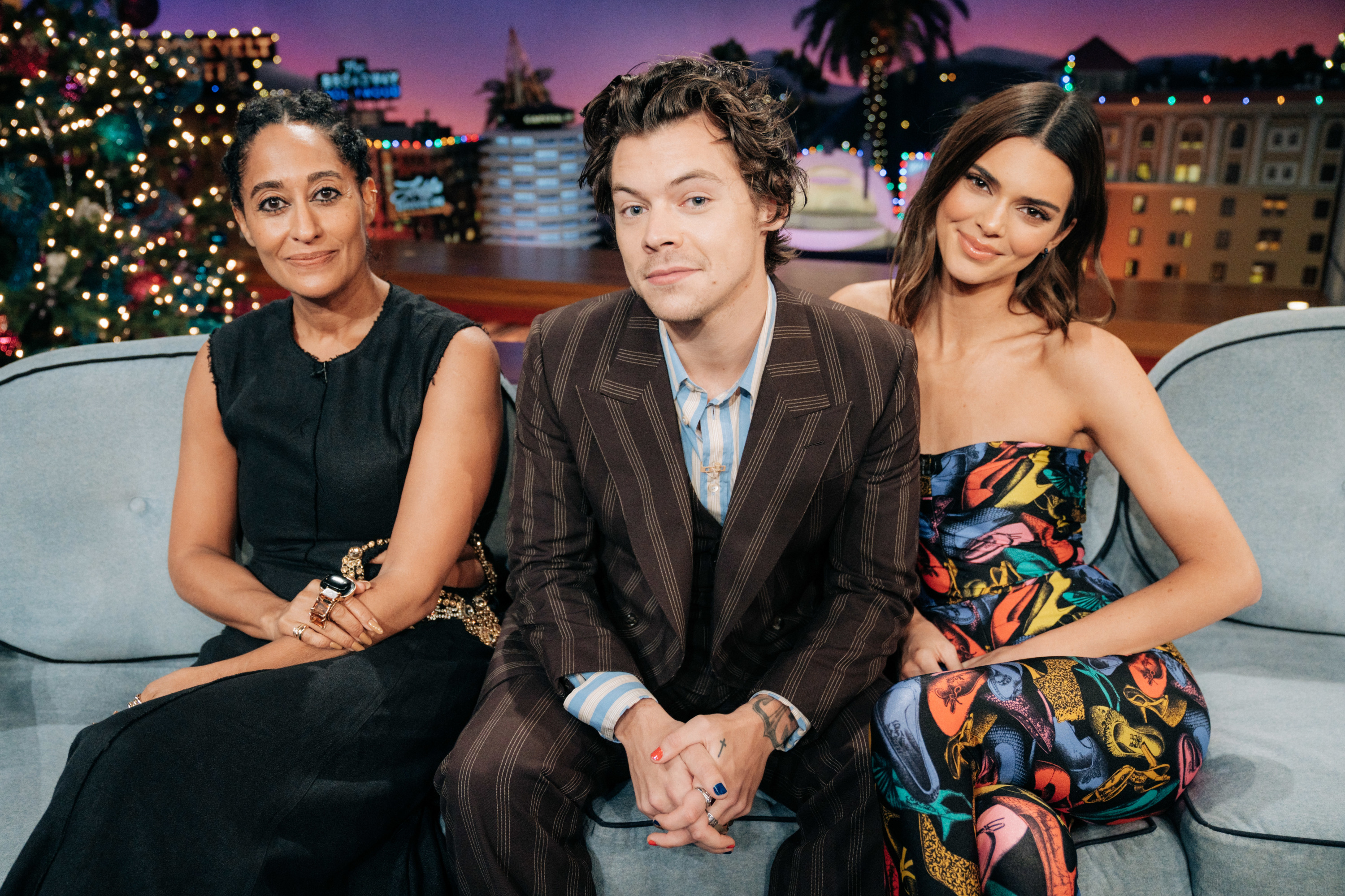 Harry Styles guest-hosts "The Late Late Show with James Corden" airing Tuesday, December 10, 2019, with guests Tracee Ellis Ross and Kendall Jenner. | Source: Getty Images