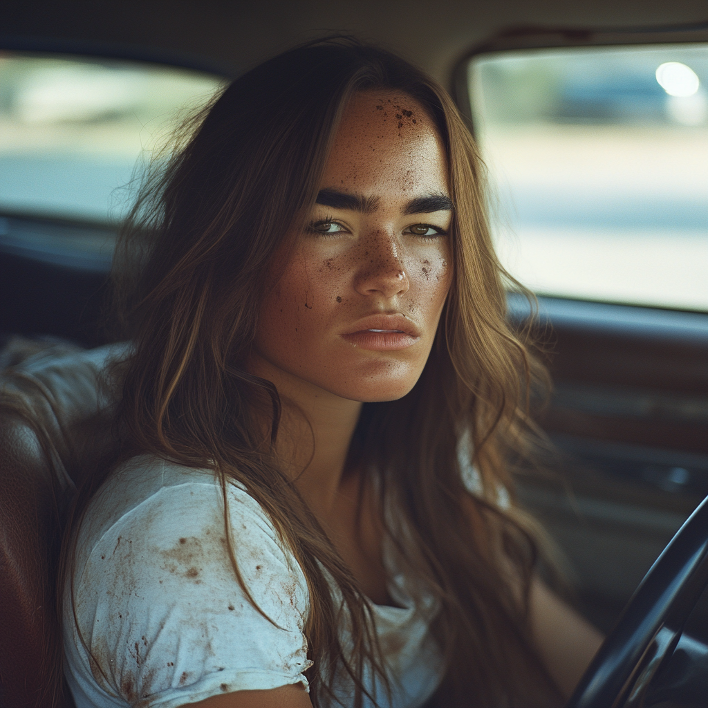 A sad woman sitting in a car | Source: No source