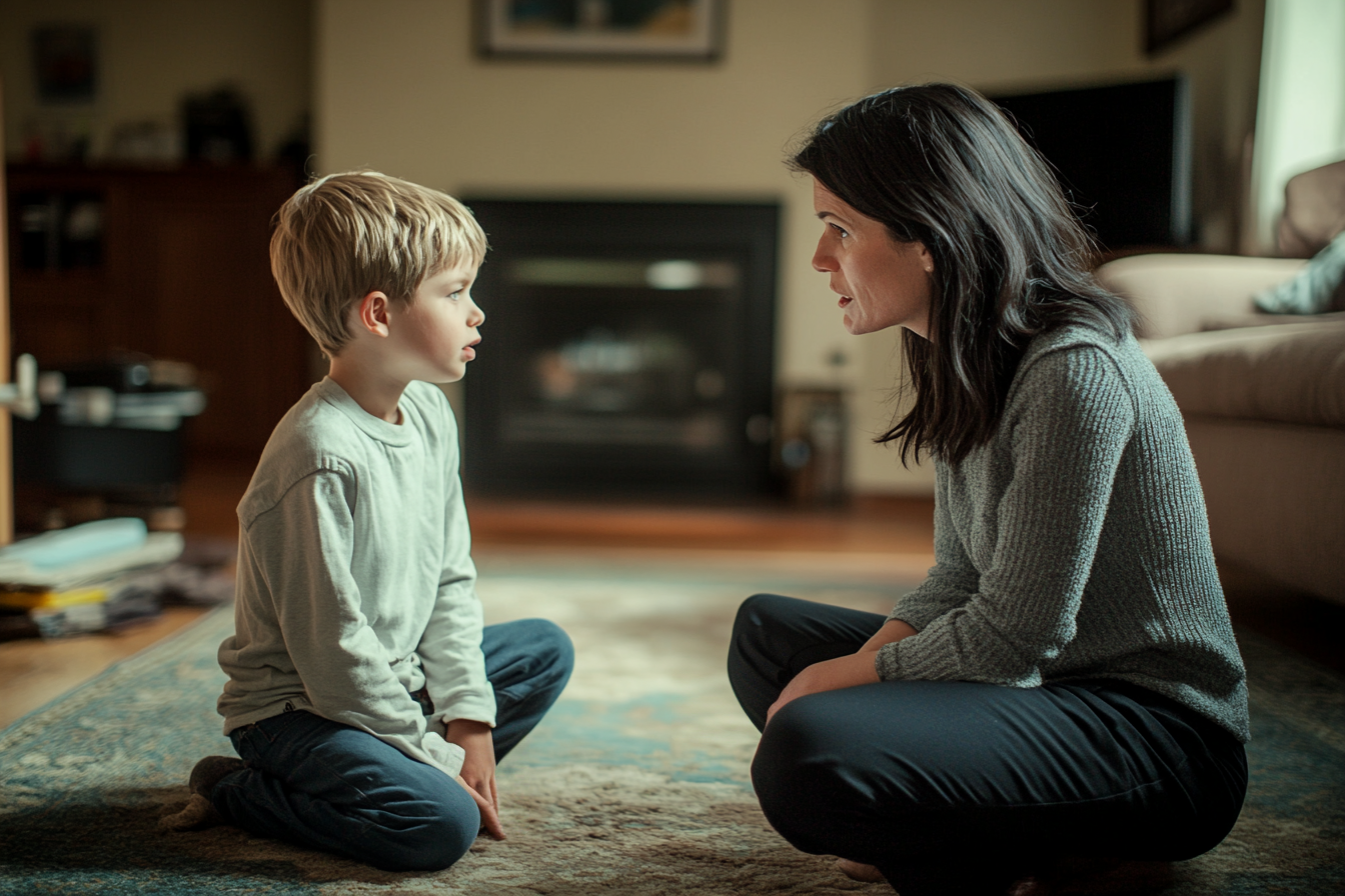 A woman talking to a child | Source: No source