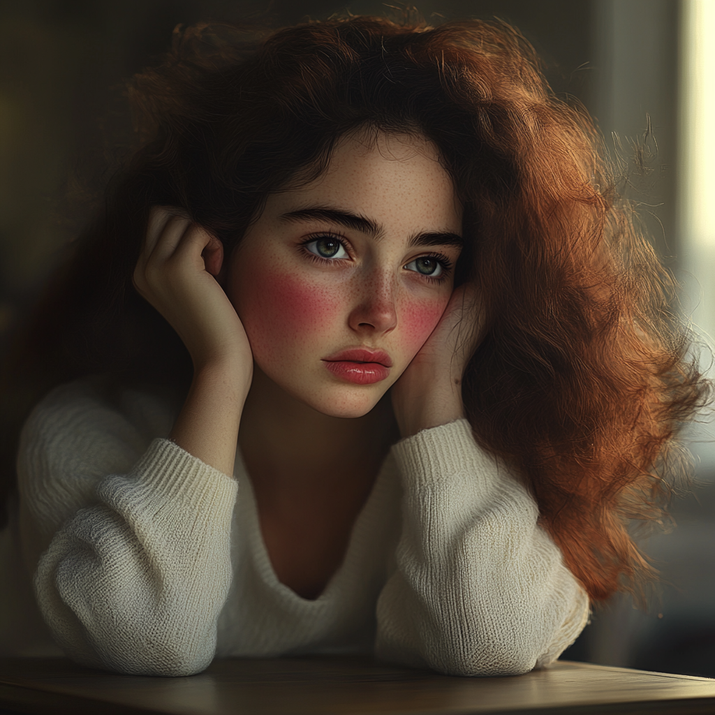 A sad woman leaning on a table | Source: No source