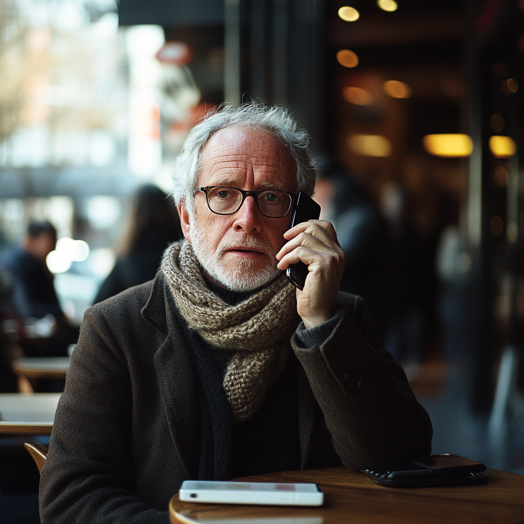 An apologetic older man on a call | Source: no source
