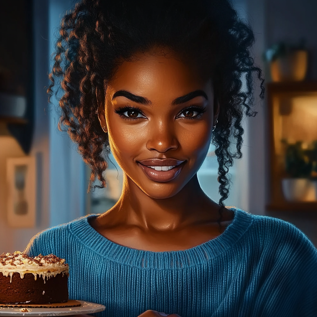 A smiling woman baking a cake | Source: no source