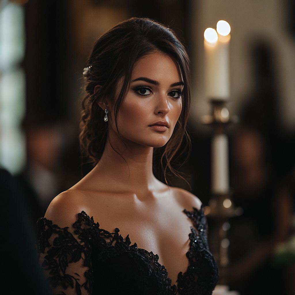 A serious bride wearing a black dress | Source: No source