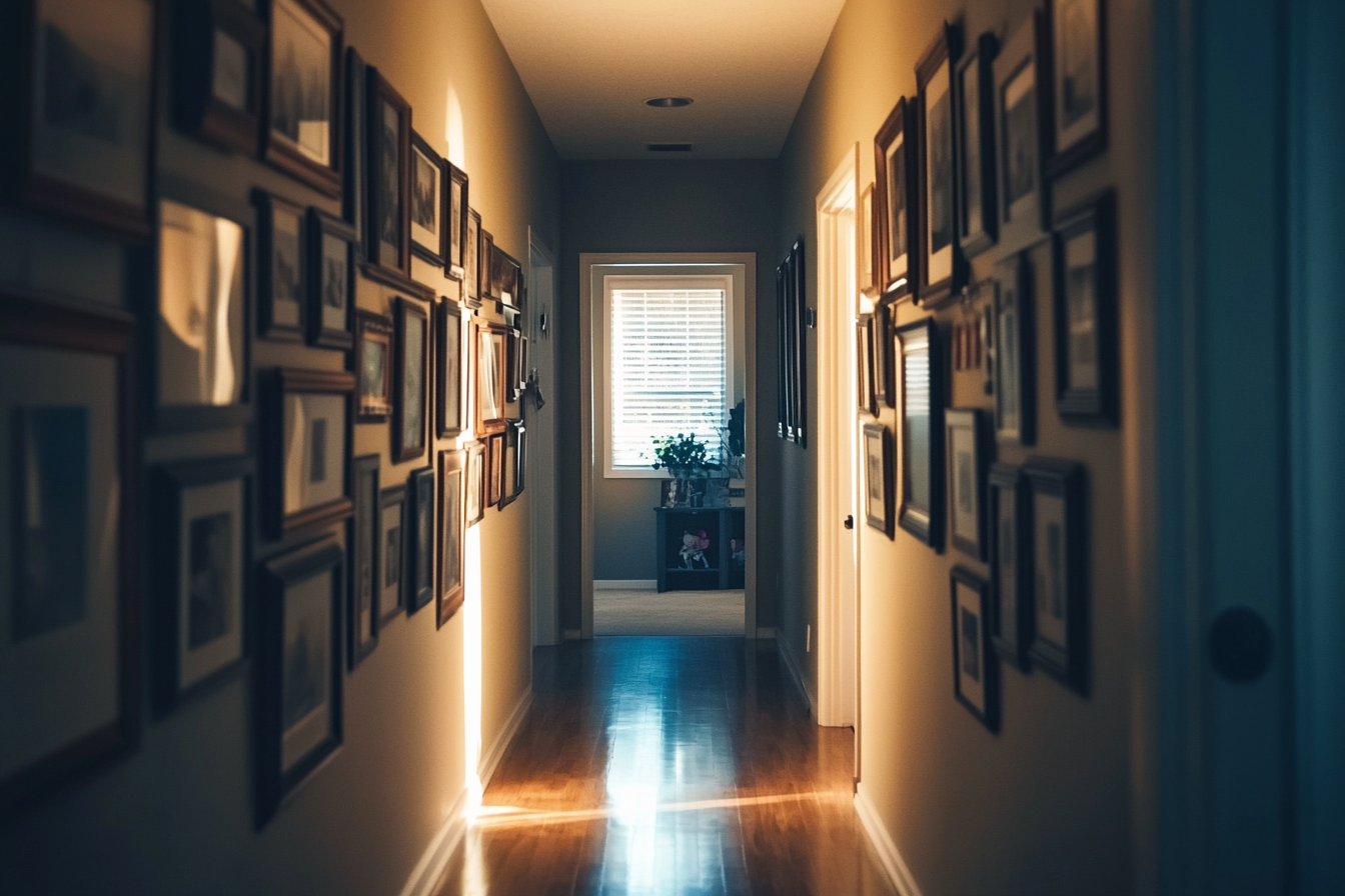 A home's hallway with photos hanging on the walls | Source: No source