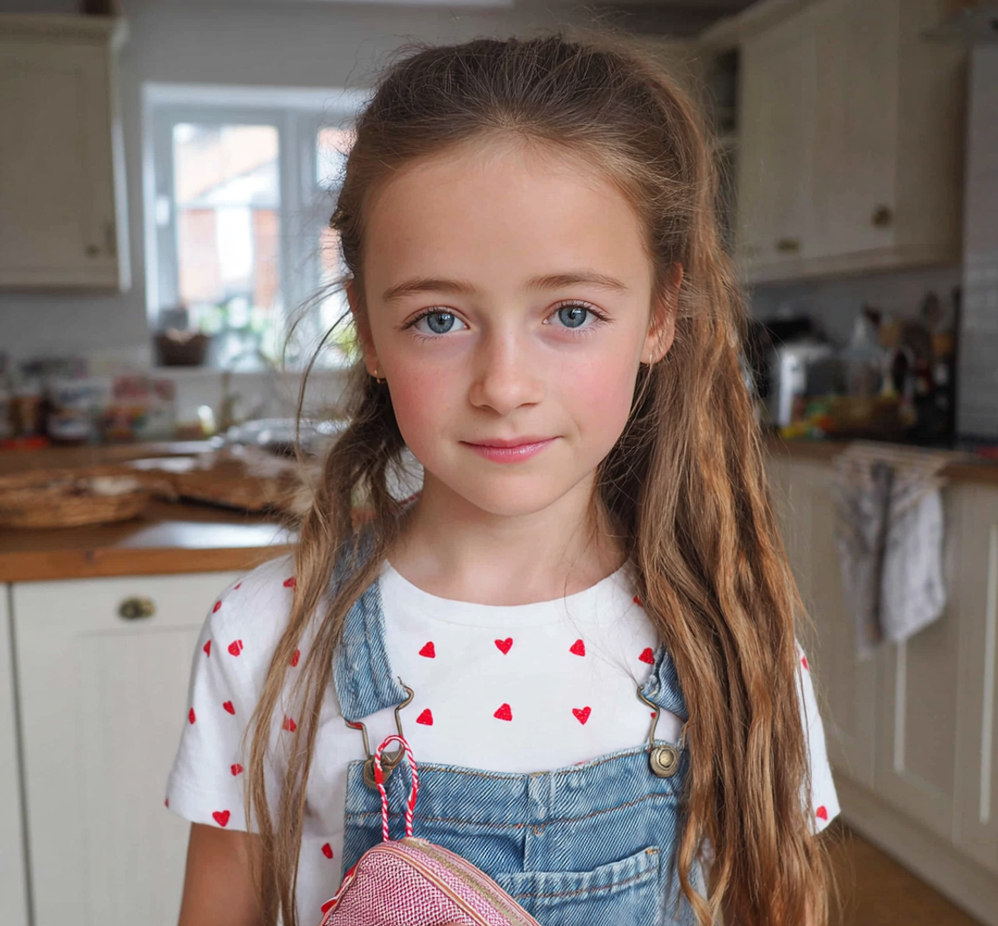 A little girl standing in a kitchen | Source: No source