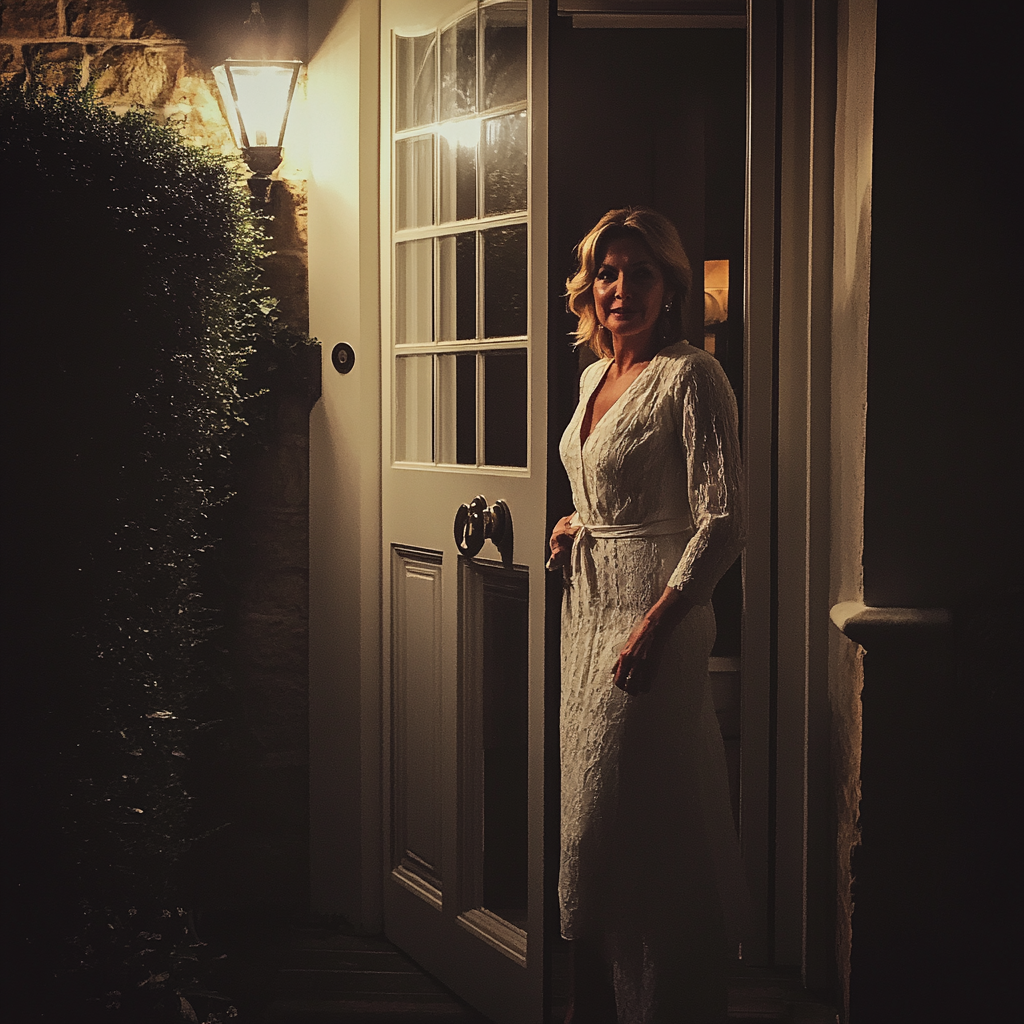 A woman standing at her door | Source: no source