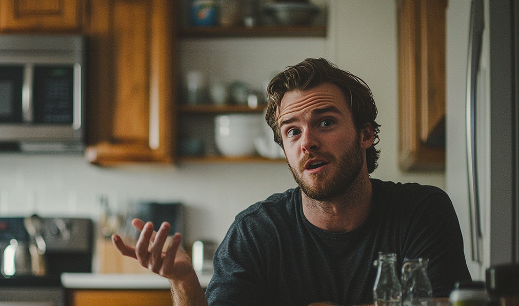 A man speaking during dinner at home | Source: No source
