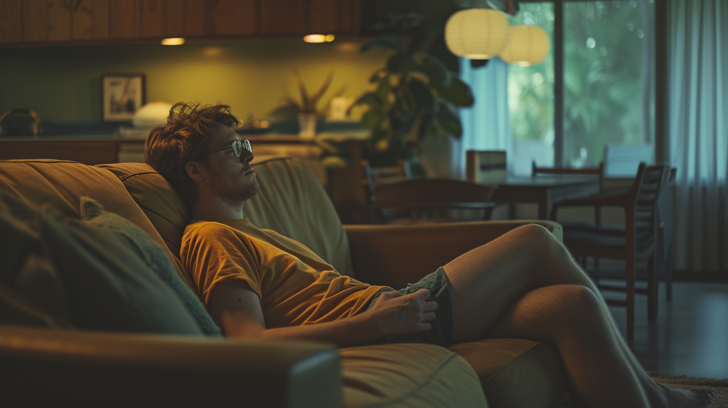 A man sitting on a couch | Source: No source