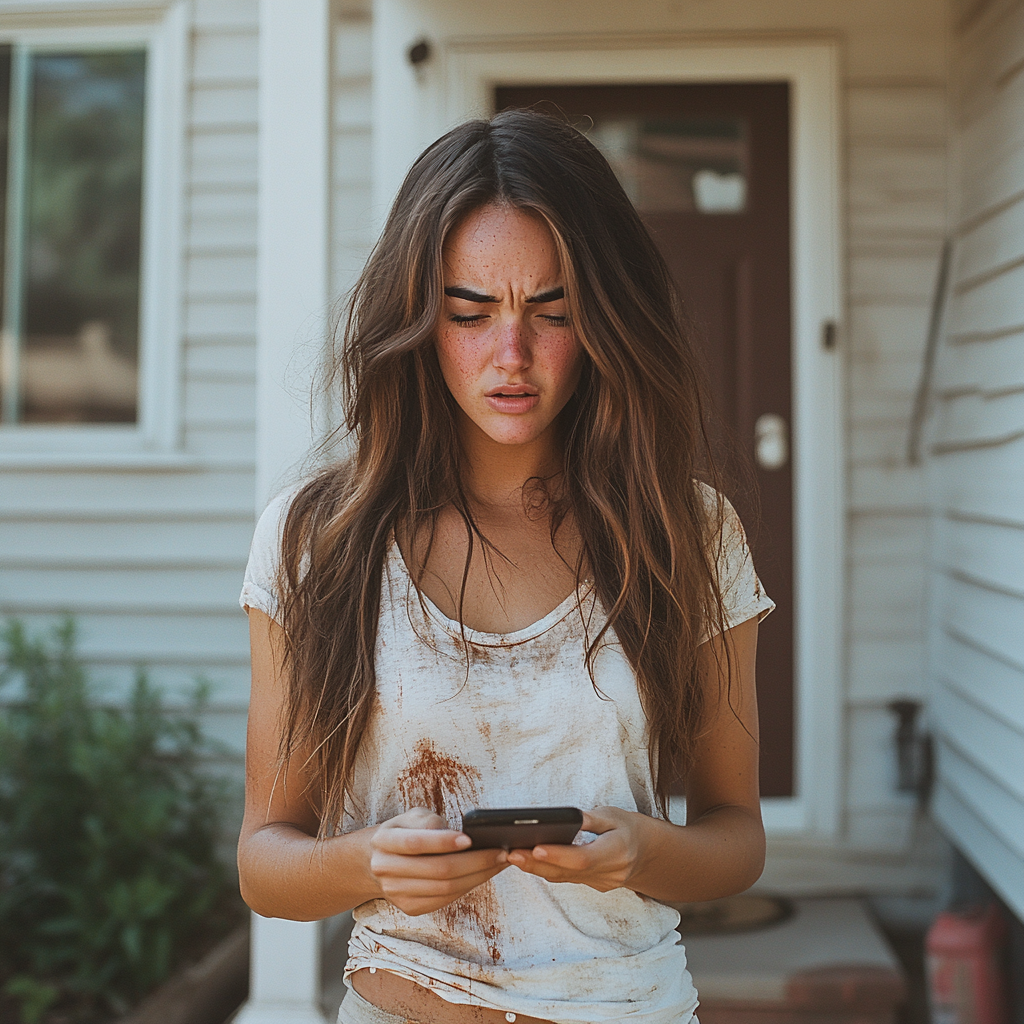 An upset woman looking at a phone | Source: No source