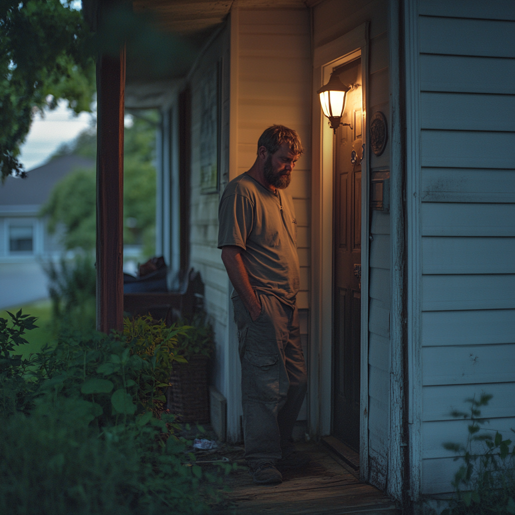 A man in front of a front door | Source: no source