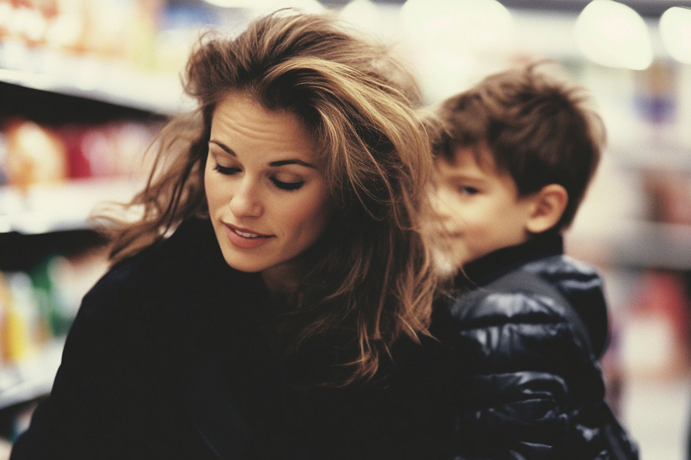 A woman and her son in a supermarket | Source: no source