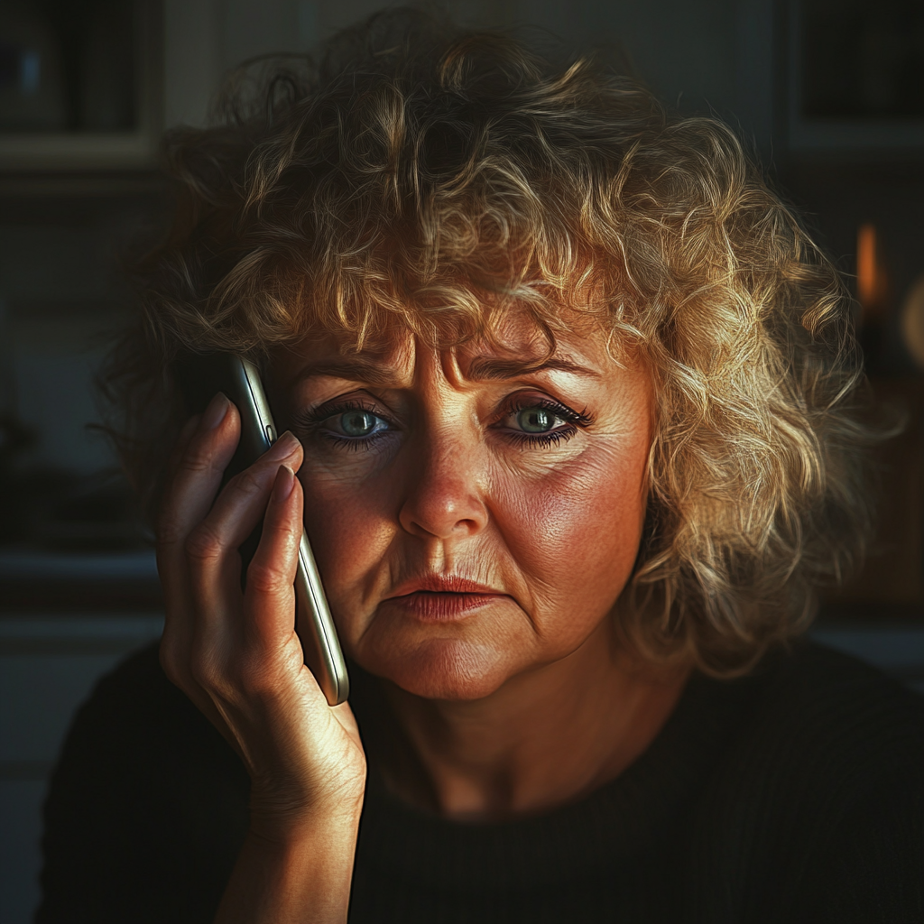 A sad woman engaged on a phonecall | Source: No source
