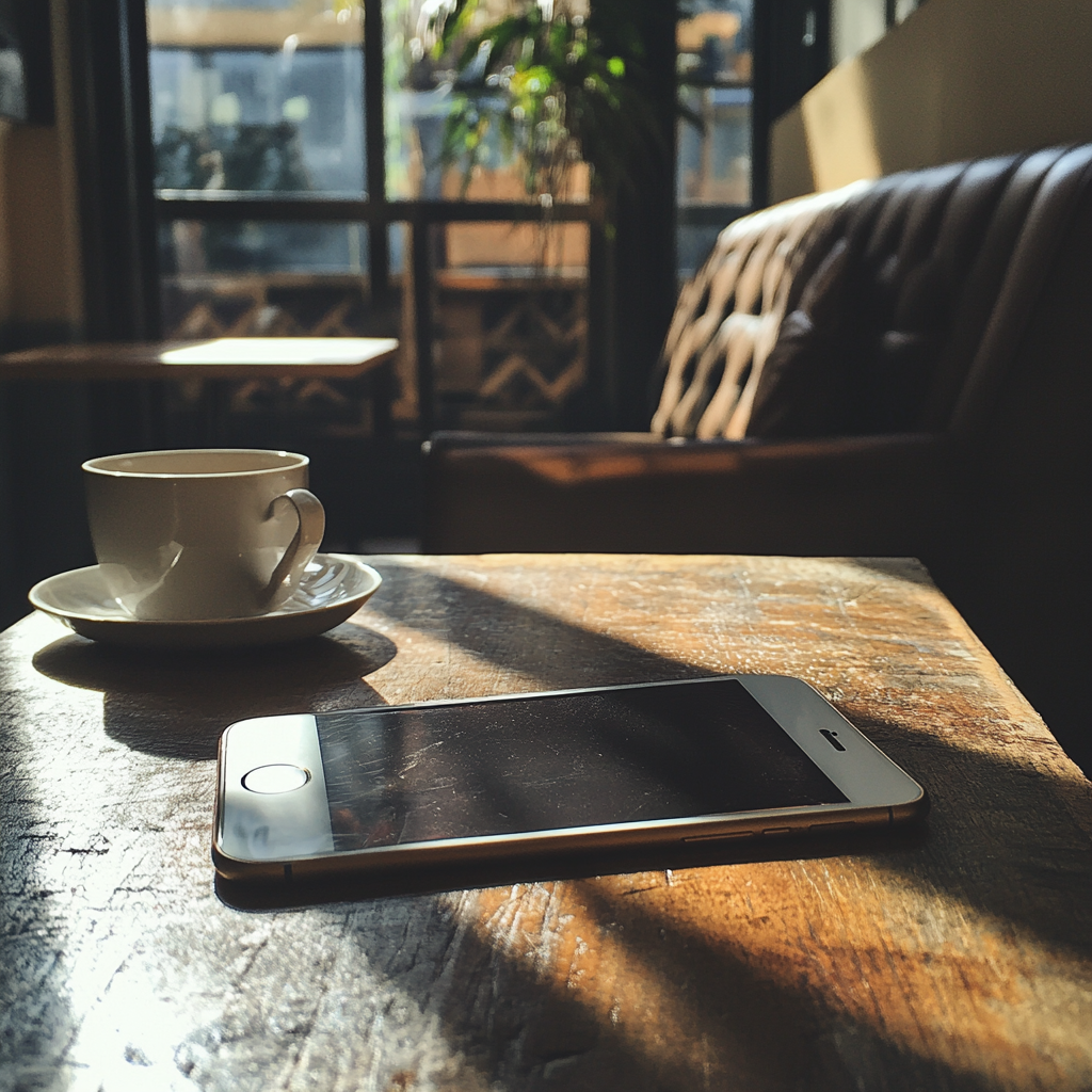 A cellphone on a table | Source: no source